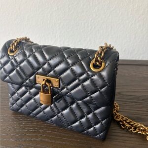 Kurt Geiger Black Quilted Mini Bag with Gold Chain